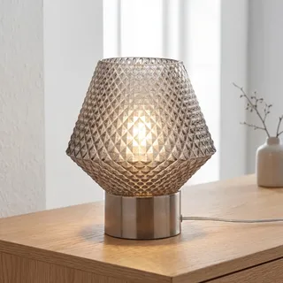 Licht-Erlebnisse Kelly Tischleuchte Jugendstil Klein H: 17,5 cm Rauchglas Metall