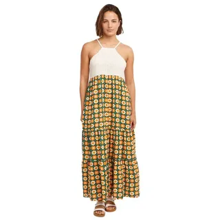 O ́neill O ́riginals Maxi ärmelloses Langes Kleid - Green Retro Flower - S