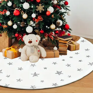 dellyy Weihnachtsbaum Deck, Weihnachtsbaumdecke Rund 120cm Weiß Plüsche, Christbaumdecke Weiß, Tannenbaum Decke, Weihnachtsbaum Teppich Rund, Baumdecke Weihnachtsbaum Rock