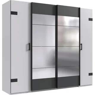 WIMEX Schwebetürenschrank Stockholm 225 x 210 x 65 cm Weiß/Grau