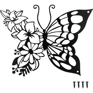 Metall Wanddeko Schwarze Schmetterling Deko Wanddekoration, Metall Wand Deko Schmetterlinge, Minimalistische Wandkunst Schwarze für Schlafzimmer Wohnzimmer Esszimmer Hängende Deko (Schmetterling)