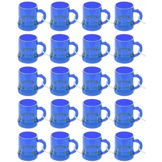 20er-Set Schnapsgläser zum Umhängen mit Henkel, Shotgläser für Partys, bunte Likörgläser, Aperitif-Gläser, Dessertgläser, vielseitig einsetzbar (Blau)
