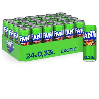 Fanta Exotic - mit intensivem Geschmack einer Mischung tropischer Früchte - spritzig-erfrischendes Softgetränk in Einweg Dosen (24 x 330 ml)