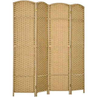 Homcom Paravent 4-teilig 160 x 170 cm Raumteiler Trennwand aus Kiefernholz Natur , Naturfarben , Holz , 1.6x170x160 cm , Wohnzimmer, Raumteiler, Paravents