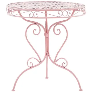 Beliani Gartentisch Metall Rosa Albinia , Pink , Rund , 70x74x70 cm , Gartenmöbel, Gartentische, Gartentische