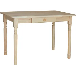k koma Esstisch Küchentisch Speisetisch Tisch Kiefer Alder Farbe mit Schublade - 80 x 100 cm