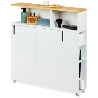 Relaxdays Nischenschrank , Weiß , Holzwerkstoff, Holz, Kunststoff , 17x79x75 cm , Badezimmer, Badezimmerregale, Badregale