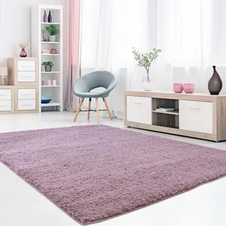 Carpet City Teppich »Softshine 2236«, rechteckig, 14 mm Höhe, Hochflor, besonders weich, Uni-Farben, lila