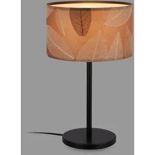 BRILONER - Tischlampe mit Blätterdekor, Kabelschalter, E27, max. 10W, Lampe, Boho, aesthetic, Nachttischlampe, Tischleuchte, Dekolampe Flur, Bürolampe, Leselampe, Wohnzimmer, 25x41,5 cm, Caffefarben