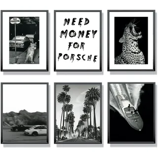 Winund Poster Set 6x 30x40 cm – Poster Schwarz-Weiß im Modern Boho Stil | Zeitlose Wandbilder für Wohnzimmer, Schlafzimmer oder Büro | Premium Kunstdruck Poster ohne Rahmen