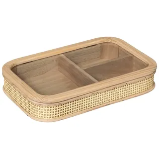 Atmosphera - Schmuckschatulle aus Rohrgeflecht - 28x5 cm - Schnur beige