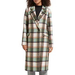 Scotch & Soda Green Check Single Breasted Coat