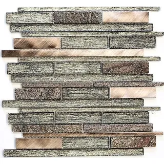 Glas Natursteinmosaik/alu mix beige/kupfer Fliese Küche Art:49-GV74 10 Matten