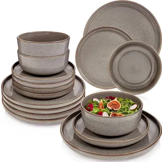 Sänger Tafelservice Kairo Graphit - 18 teilig aus Steingut , Braun , Keramik , 40x50x40 cm , kratzfest , Geschirr, Geschirrsets, Tafelservice