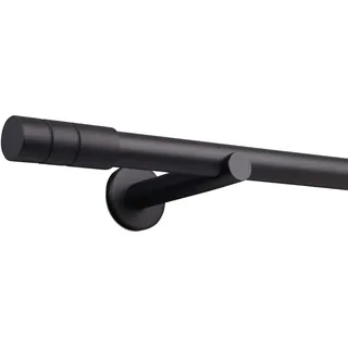 Deco-Raum Gardinenstange auf Maß Style Schwarz-matt Endstück Zylinder 25mm – 400cm - Schwarz