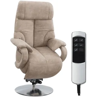 CAVADORE TV-Sessel Istanbul / Fernsehsessel mit Aufstehhilfe & elektrisch verstellbarer Relaxfunktion / 2 E-Motoren / 80 x 115 x 79 / Lederoptik: Beige