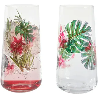 Ritzenhoff Longdrinkglas , Grün, Rosa , Glas , 2-teilig , 614 ml , 16.6 cm , Fsc, Made in Germany , Gläser, Trinkgläser