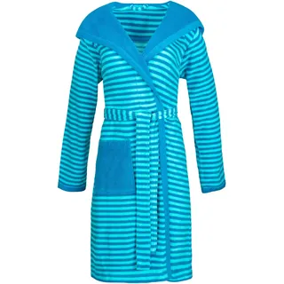 Esprit Damenbademantel "Striped Hoody, ideal für Sauna & Spa, Hotelbademantel, Morgenmantel" mit Gürtel, 1 Stk. mit Kapuze, gestreift, turquoise