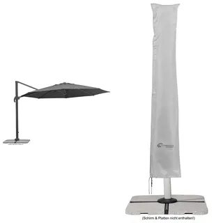 Schneider Sonnenschirm Rhodos Grande, anthrazit, 400 cm anthrazit, 789-15, 25.5 kg Schutzhülle für Ampelschirme bis 400 cm Ø und 300 x 300 cm, 813-40, silbergrau, 240 x 57 cm, 0.4 kg