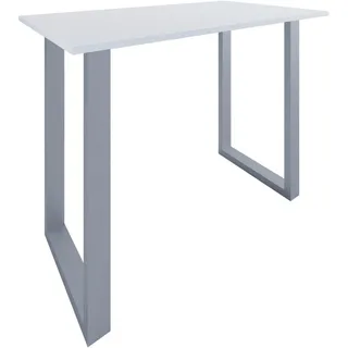 Bartisch , Silberfarben, Weiß , Metall, Holzwerkstoff , rechteckig , U-Form , 102x80x140 cm , schnell aufzubauende und stabile Arbeitsfläche , Esszimmer, Esstische, Stehtische