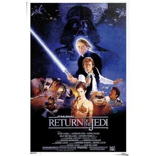 Poster REINDERS "Star Wars - return of the Jedi", blau (farbe bild(er): blau), B:61cm H:91,5cm T:0,1cm, Papier, Bilder, Poster