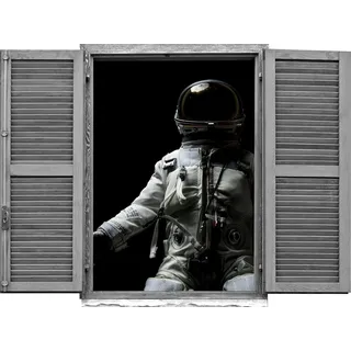 Queence Wandtattoo »Astronaut« Wandsticker, Wandbild, selbstklebend, 3D, Fenster, schwarz