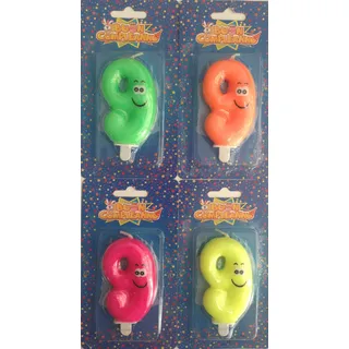 L'Arcobaleno di Nacar Giovanna – Kerze Happy Birthday Nr. 9 verschiedene Farben 1 Stück, COB176