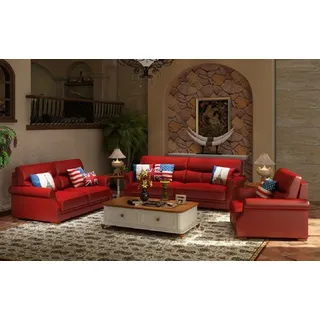 Wohnlandschaft  3+2 Sitzer Garnitur Modern Sofa JVmoebel - Rot