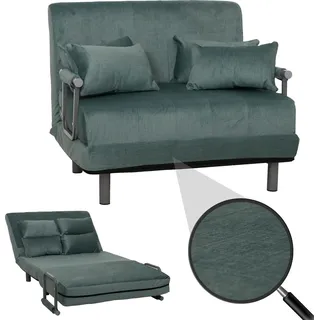 Schlafsessel HWC-K29, Klappsessel Schlafsofa Gästebett, Liegefläche 190x100cm, Stoff Chenille (370g/m2) blau-grün - Blau