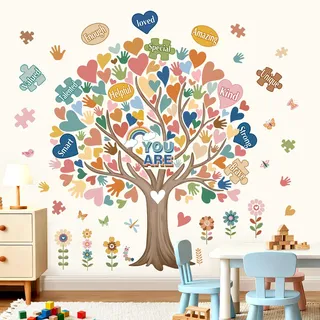 decalmile Wandtattoo Boho Baum Kinder Wandaufkleber Regenbogen Blumen Spruch Inspirierende Wandsticker Klassenzimmer Kinderzimmer Lesen Ecke Wanddeko