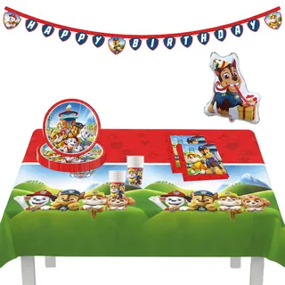 Procos - Paw Patrol Geburtstag Deko, 39-Teilig, für Kindergeburtstag mit Einweg Partygeschirr und Party Deko