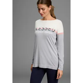 LAURA SCOTT Strickpullover Feinstrickpullover mit dezent glitzerndem Print, weiß