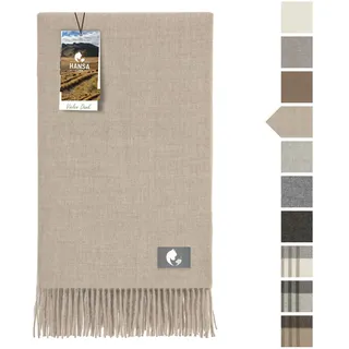 HANSA-FARM | Große Baby Alpaka Decke - 180 x 130 cm - Kuschelig weich aus 100% Baby Alpakawolle (kratzfrei, ungefärbt) Plaid Tagesdecke & Alpaka Wolldecke - Beige/Creme Uni (Braun)