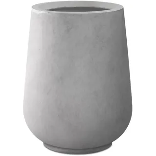 Kante Runde Beton-Pflanzgefäße mit Ablaufloch und Gummistopfen für Haus und Garten, Terrasse, Naturbeton, 35,6 cm hoch