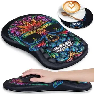 Ergonomische Gaming-Muismat mit Kissen und Armband, Pulssteckmuismat, antislip, leder, 2-in-1, für Heim, Büro, Spiel, lernen - Schwarz