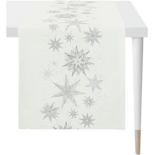 Tischläufer APELT "5843", bunt (silberfarben, weiß), B:46cm L:135cm, Polyacryl, Polyester, Viskose, Tischdecken, Tischläufer