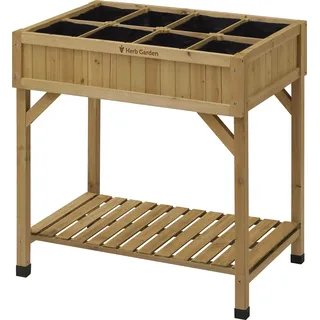 VegTrug® Kräuter Hochbeet - platzsparender Pflanzkasten für Balkon & Terrasse inkl. 8 Pflanztaschen - Frühbeet Kräutergarten 55 L Fassungsvermögen - Natur 78x58x80 cm