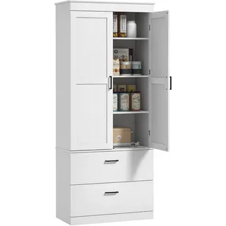 Homcom Küchenschrank mit verstellbarem Regal 75 x 39 x 178 cm Weiß