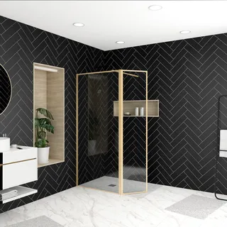 Marwell Walk-In-Dusche 90 x 200 cm gold/Aluminium