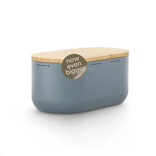 LARS NYSØM Brotkasten aus Metall - Brotkasten mit Schneidebrett - Brotkorb | 34x19,5x13,5cm - Ovale Brotbox mit Deckel aus Bambus - Hält Brot lange frisch - Mit Schneidebrett und rutschfesten Noppen