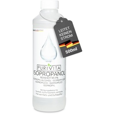 PURIVITA ISOPROPANOL – Reinigungsalkohol – 99,9% Reinigungskraft – Reiniger für Haushalt, Industrie, Elektronik – Entfettungs + Lösungsmittel – rückstandsfrei – nicht leitend – 1x500ml