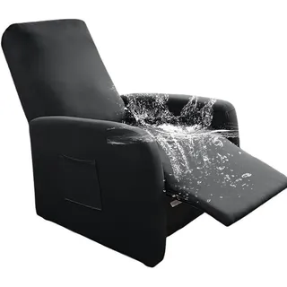 Highdi Sesselbezug für Relaxsessel 1 Sitzer, 4-Teilig All-Inclusive Stretch Relaxsessel Sesselbezug Wasserdicht, Dunkelgrau Sesselschoner mit Taschen für Recliner Fernsehsessel
