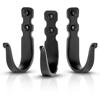 Marie Décor Schmied handgefertigt Basic Schmiedeeisen Wandhaken – Set von 3 (schwarz) schwarz