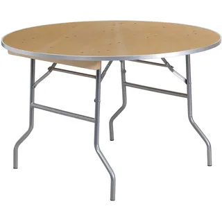 Flash Furniture 48RND Holz-Klapptisch, MTL-Rand, Stahl, natürlich, 121,9 cm, rund