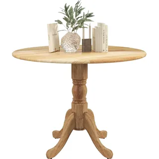 COSTWAY Esstisch, runder Küchentisch aus Massivholz, Esszimmertisch für 4 Personen, Holztisch für Küche und Esszimmer, 100 x 100 x 73 cm (Natur) - Naturbelassen