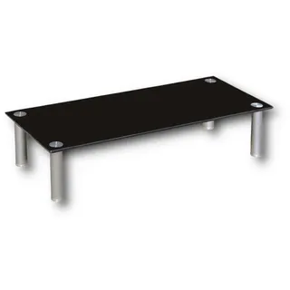 HOOZ TV-Board TV-Rack Glas mit 17 cm Aluminiumfüßen perfekt geeignet als Fernsehtisch oder Bildschirmständer, Schwarz-Glas - 100 x 35 cm