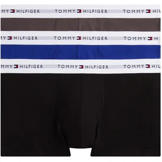 Tommy Hilfiger Herren 3er Pack Boxershorts Trunks mit Logobund, Mehrfarbig (Blk/Drk Ash/WDG Blu), S-M