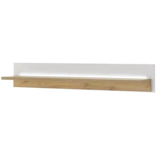 Furn.Design Wandboard weiß matt, Eiche Wotan 150 cm, Wandregal inklusive Beleuchtung , Weiß, Eiche Wotan , Holzwerkstoff , Nachbildung,Eiche , Uni, Holz Optik , Rechteckig , 150x24x24 cm , FSC 100% , Wohnzimmer, Regale, Wandboards