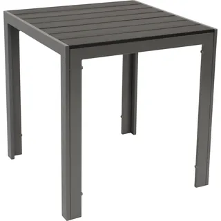 DEGAMO Bistrotisch Gartentisch Alutisch SORANO 70x70cm, Gestell Aluminium silbergrau, Tischplatte Kunstholz grau, wetterfest - Silber, Grau