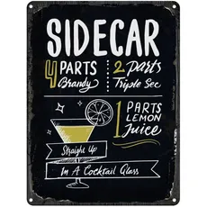 Blechschild 30x40 cm - Sidecar Cocktail Recipe